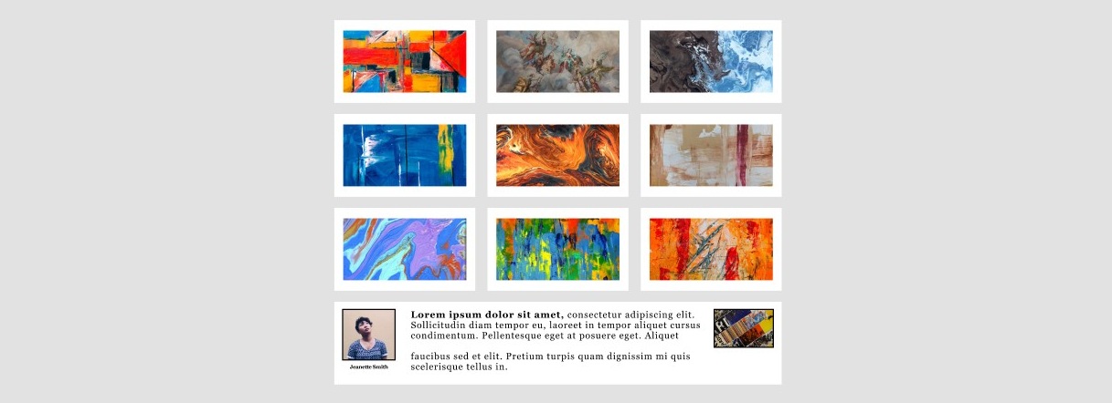 Close-up of the 3x3 gallery grid section