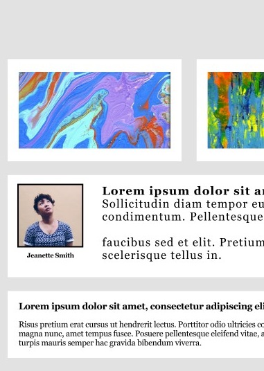 Close-up of the featured artist section